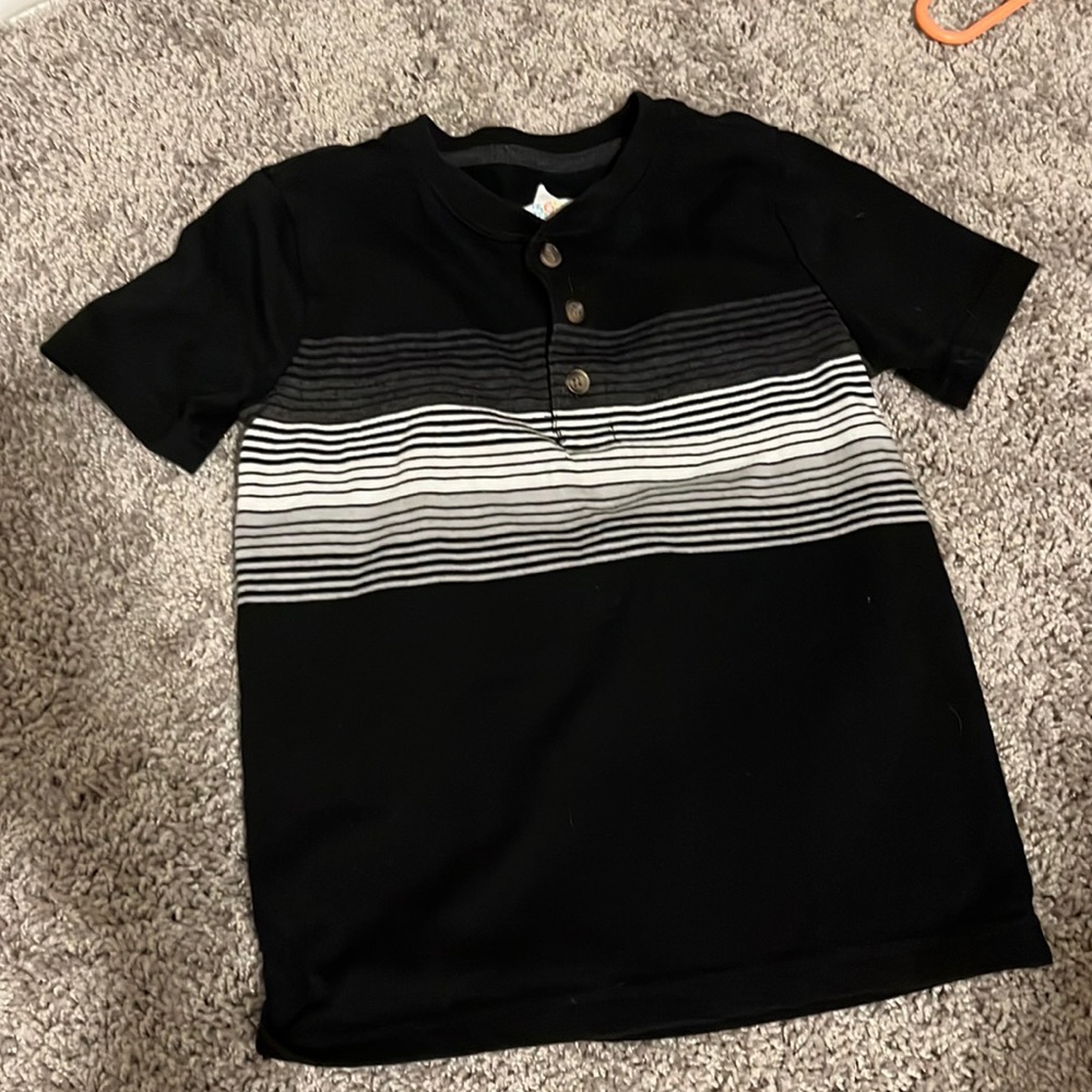 Boys 3 button shirt black and white stripes